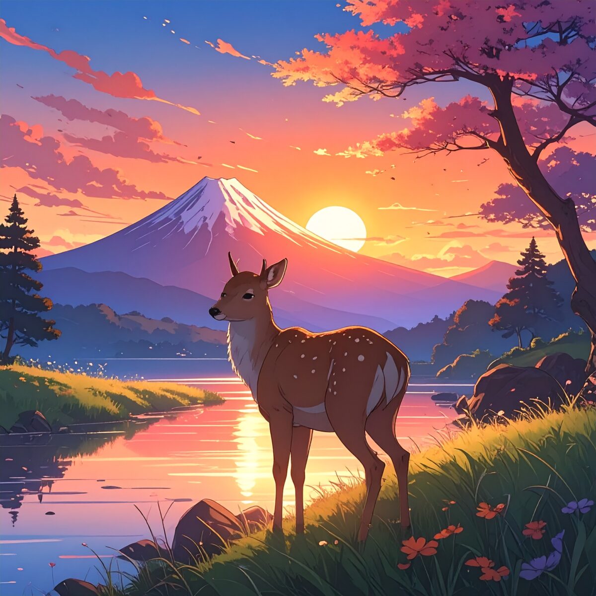 A Tranquil Nara Evening: Sunset Over Mount Wakakusa and Moments with the Deer